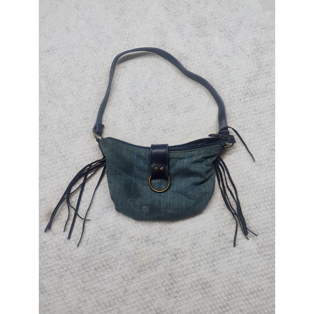 Vintage Y2K Denim Shoulder Bag Jean Purse Boho Hobo Handbag fringe cowgirl